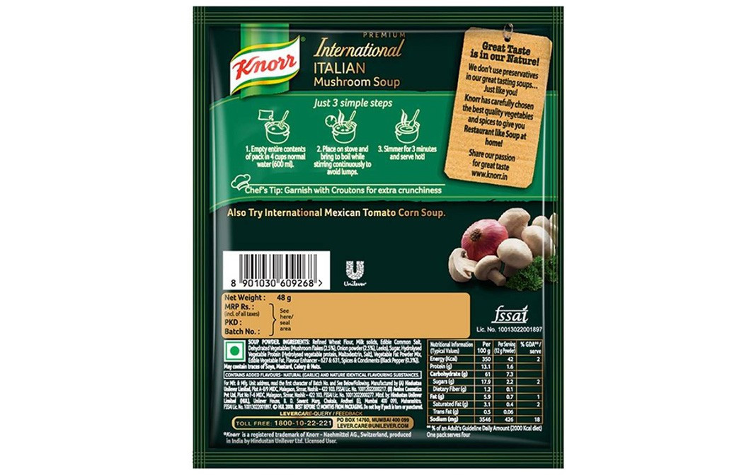 Knorr Premium International Italian Mushroom Soup   Pack  48 grams